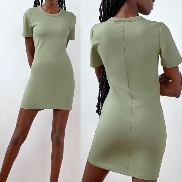 Aritzia Sunday Best Callie Seagrass Green Bodycon T-Shirt Mini Dress NWT | 2XS - Picture 1 of 8